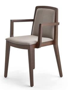 Sidney chair with arms, Chair with armrests, in beech, for contract use