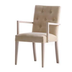 Zenith 01628, Armchair with arms with wooden frame, upholstered seat and back, capitonn back, for contract and domestic use