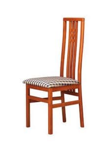 301, Chair with fabric seat, high backrest with vertical slats