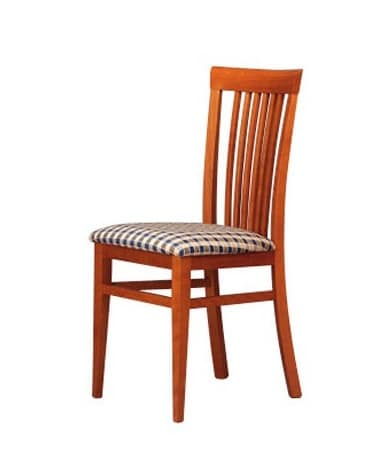 315, Chair for living room, fabric seat, slatted backrest