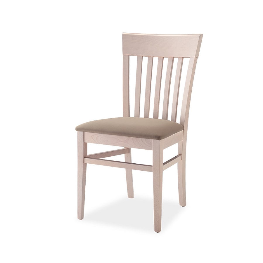 Cinzia, Dining chair in wood, with  padded seat
