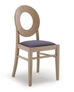 Minni, Beech contract chair, back with oval hole