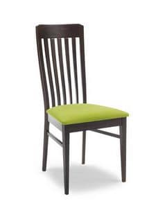 Vanessa V, Modern chair with high back, in solid wood