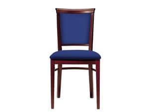 063 3/4, Wooden chair for dining rooms, upholstered seat and backrest