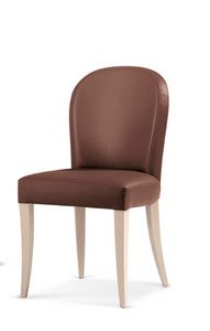 119, Padded chair in wood, with rounded backrest
