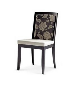 304, Padded wooden chair with back with floral decorations