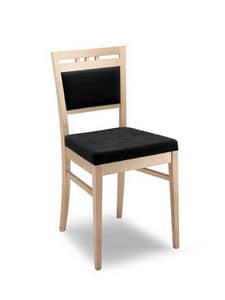 Anna I, Upholstered modern chair, in wood, for hotels