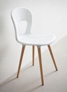 Blog UPH BL, Stackable chair, beech base, leather shell