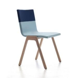 Chromis 4G L, Wooden chair with padded seat, for modern kitchens