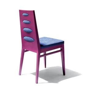 D01, Chair in beech wood, upholstered seat, for contract use