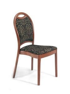 Desiree S, Padded wooden chair with curved backrest