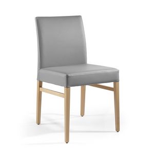 Eva, Padded chair, upholstered in leather, for dining room