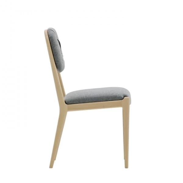 Garbo 03111K, Modern chair in solid wood with tufted backrest