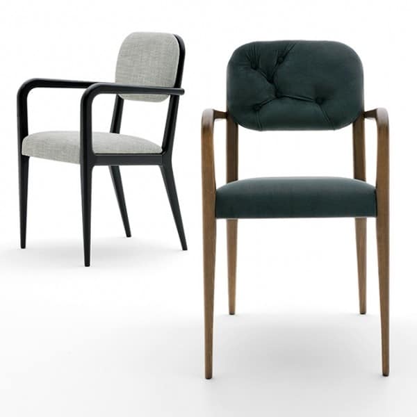 Garbo 03121, Chair with armrests, made of wood, with rounded elements