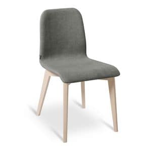 GLENDA, Beech wood chair, upholstered, for dining rooms