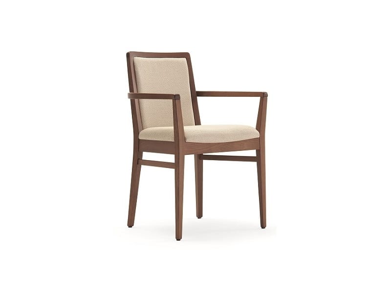 Godiva-P1, Wooden chair with armrests, padded