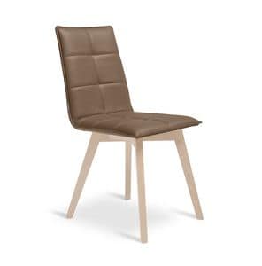 IRIS WOOD, Chair in beechwood, upholstered in faux leather, for restaurants