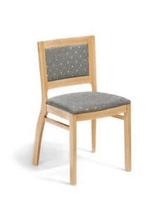 Jessica I, Padded chair in solid wood, customizable