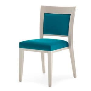 Logica 00917, Stackable chair, upholstered seat and back, wood structure