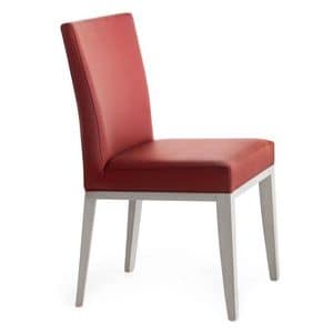 Logica 00934, Solid wood chair, upholstered seat and back,  leather covering, for contract use