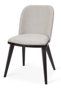 Lola S, Modern chair in beech wood, upholstered seat and back