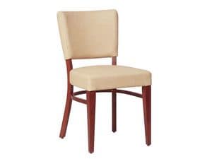 Marsiglia/S, Chair in wood for living room, with upholstered seat and backrest