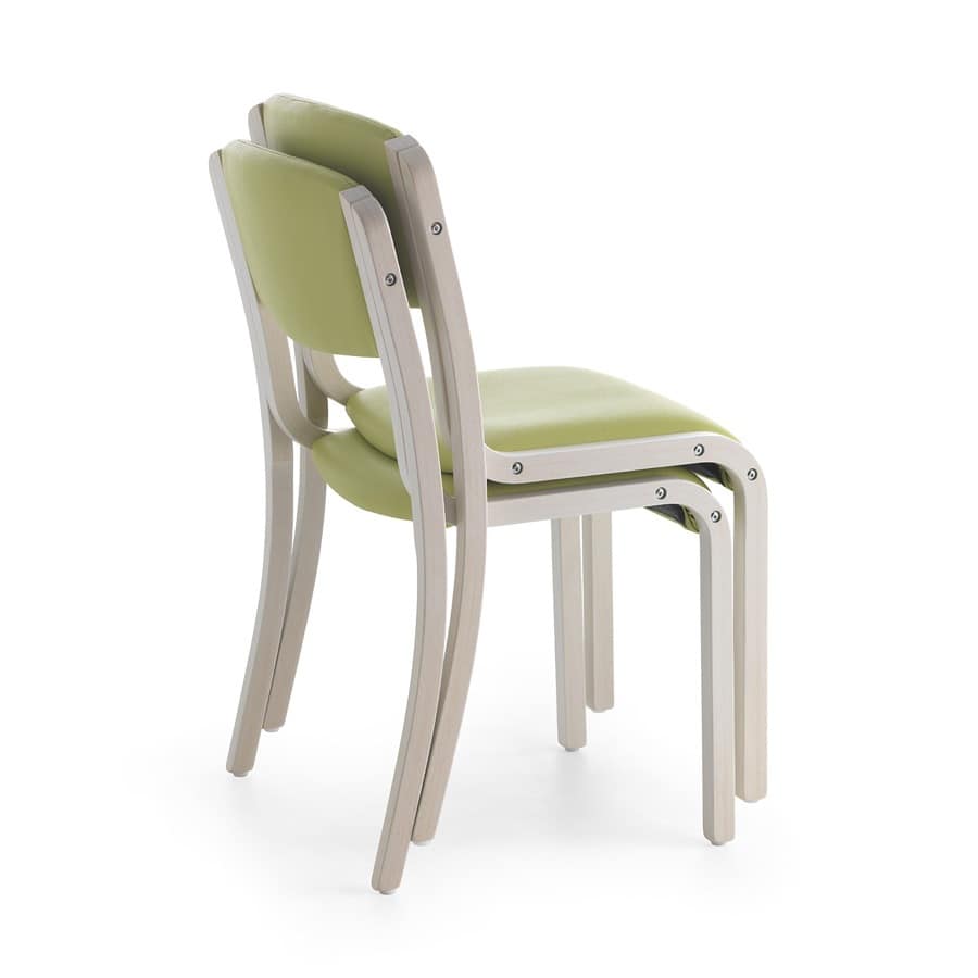 Marta 03 S, Wooden chair covered with soft fabrics, for restaurant