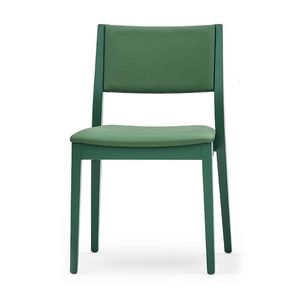 Sintesi 01512, Chair in solid wood, upholstered back and seat, modern style