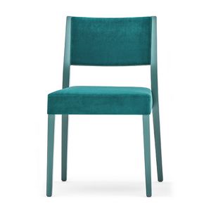 Sintesi 01514, Chair in solid wood, upholstered back and seat, modern style