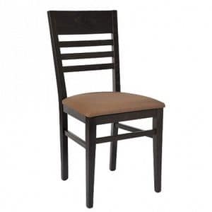 230 B, Chair with horizontal slatted backrest, padded seat