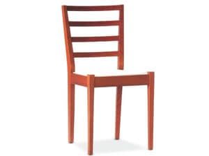 AMBRA 4, Wooden chair with backrest with horizontal slats