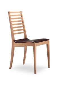 BETTY/O, Wooden chair, leather seat, horizontal slats back