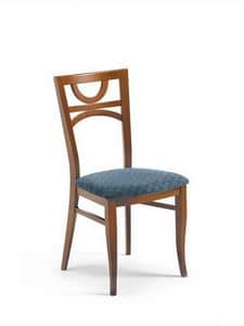 Glory ST, Beech chair with padded seat, with curved legs