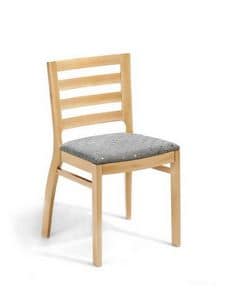 Jessica ST, Chair in solid wood, backrest with horizontal slats