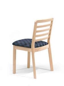 Morena S, Chair with horizontal slats, in solid wood