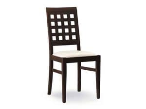 Sara, Chair with padded seat, back with square holes