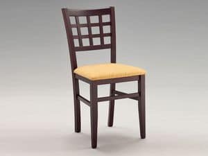 SE 427, Chair with padded seat, back with squares, for restaurant