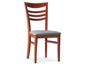 SVEVA, Wooden chair with padded seat, for contract use
