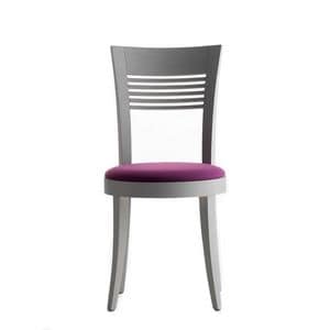 Vienna 01312, Chair in solid wood, upholstered seat, fabric covering, for contract use