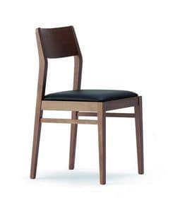 1106, Wooden chair with padded seat for dining rooms