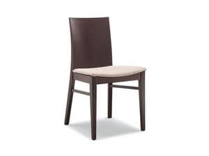 161, Chair in beech wood, upholstered seat, for contract use