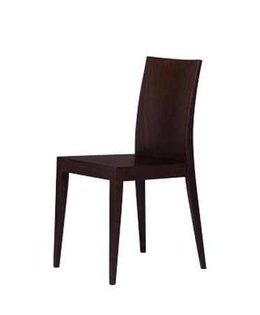331 L, Linear dining chair, in beech, for bars