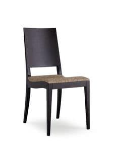 BETTY, Wooden chair with padded seat, for coffee bar and home