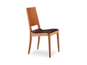 BETTY/Z, Wooden chair with seat covered in leather