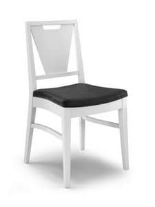 Gaia V, Chair with V backrest and handle, wooden