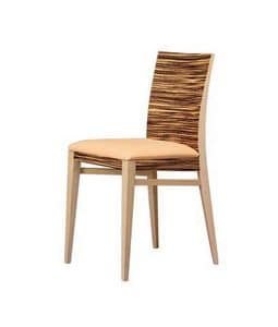 M14, Chair in beech wood, with backrest Zebrano veneered