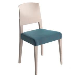 Piper 00811, Chair in solid wood, upholstered seat, fabric covering, modern style