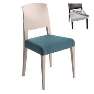 Piper 00813, Chair in solid wood, upholstered seat, fabric covering, modern style