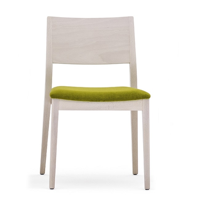 Sintesi 01511, Chair in solid wood, upholstered seat, modern style