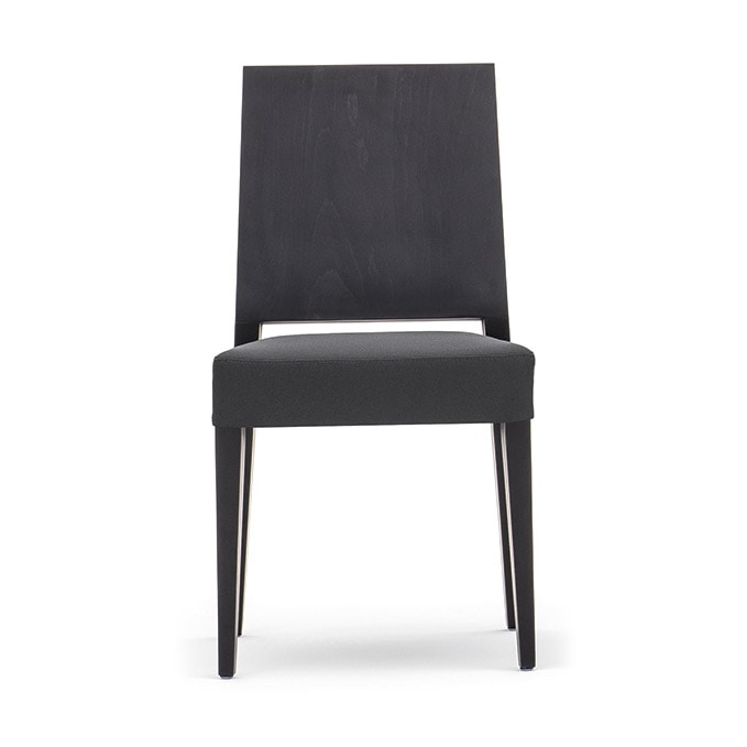 Timberly 01711, Stackable chair, solid wood frame, upholstered seat, leather covering, for dining rooms